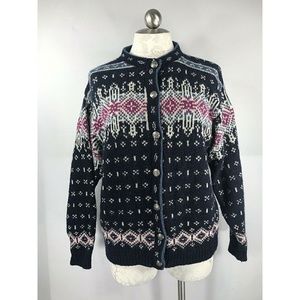L.L. Bean size M Cardigan Sweater Nordic Birds Eye